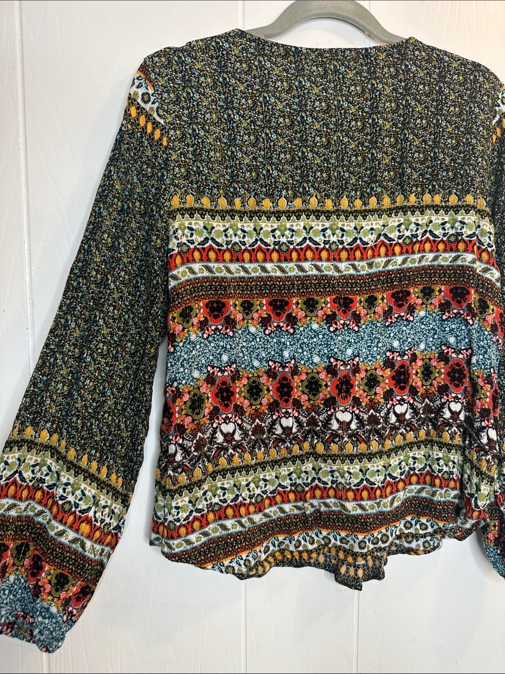 Paisley & Gray Multicolor Lace-Up Boho Tunic - Floral Stripe - Picture 10 of 12